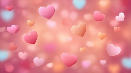 Enchanted Hearts Floating in a Blurred Bokeh Background Filled with Warm and Soft Lights for Romantic Themes and Celebrations