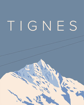 Tignes France travel poster, banner