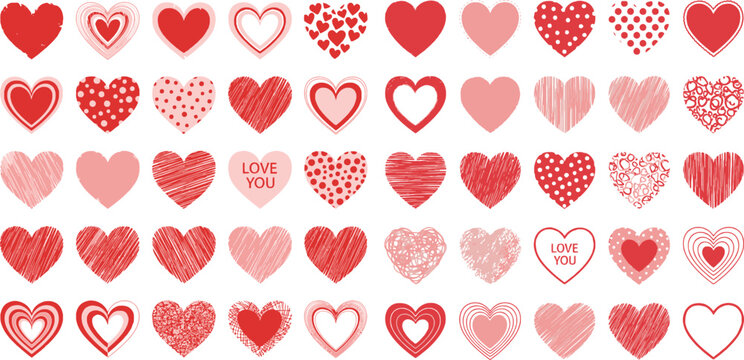 A vibrant collection of valentine conversation hearts and candy hearts border elements, perfect for romantic designs