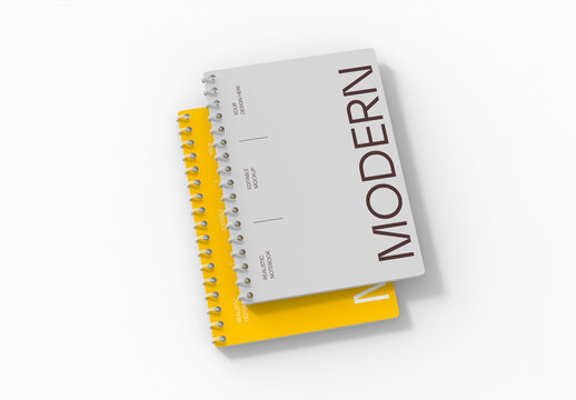 Stacked Spiral Notepad Mockup PSD Template