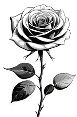 Detailed Black White Rose