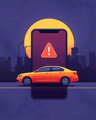 Vertical auto insurance app notification illustration