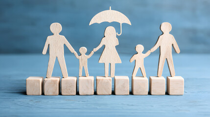 Health insurance protection concept with family and copy space