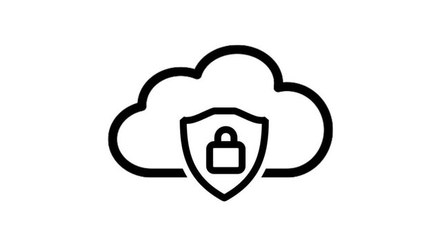 Secure cloud computing icon featuring a lock inside a shield. Ideal for data protection, cyber security, and online storage themes.