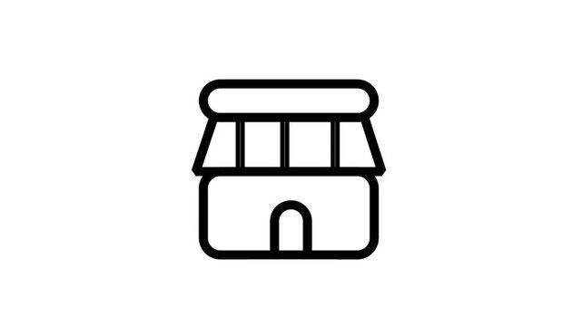 Simple line art animation of a shop storefront. Great for retail business, local commerce, marketplace, and small boutique marketing videos.
