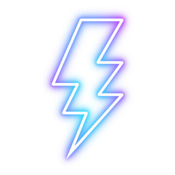 A vibrant neon lightning bolt icon featuring a gradient glow on a clean light for modern designs.