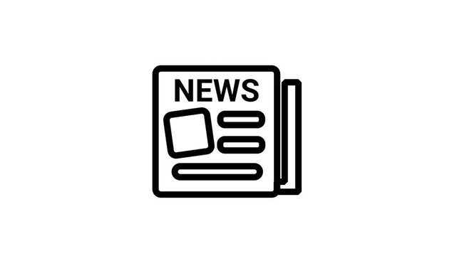 Animated newspaper icon representing journalism, mass media, and daily news updates. Clean design for digital publishing and information broadcasting applications.