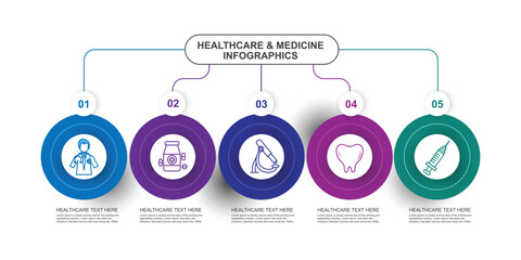 Healthcare and Medicine Infographic Design Template with Icons and 5 Options