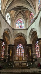 Fototapeta premium L'intérieur de la magnifique église de la Madeleine de Troyes (Champagne, France)