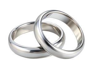 illustration of two wedding silver rings isolated on white background PNG, AI GENERATED