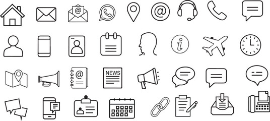  Contact Icons for Mobile Apps and Websites
Elegant Linear Communication Icon Set for Business Design