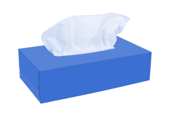 Essential Home Comfort: Bright Blue Tissue Box Dispensing Soft White Tissues for Everyday Hygiene and Care