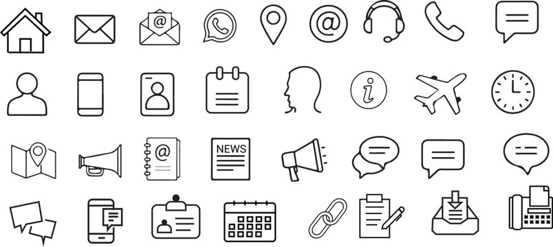  Contact Icons for Mobile Apps and Websites
Elegant Linear Communication Icon Set for Business Design
