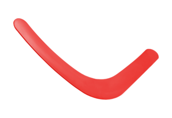 Vibrant Red Checkmark or Boomerang Symbol Isolated on White, Representing Approval, Success, and Dynamic Movement