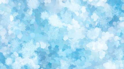 Abstract watercolor background with snowflakes and bokeh lights in light blue and white. Soft focus vector illustration for commercial use.