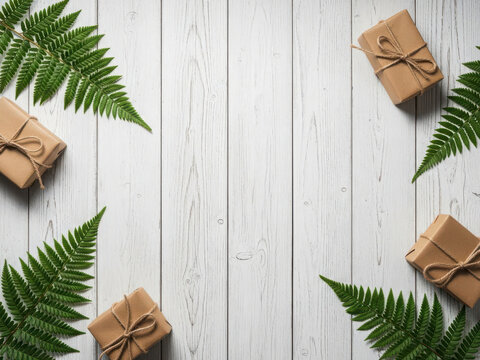 Simple gift arrangement with fern leaves