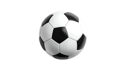Isolated image of a standard soccer ball against a stark black background, floating