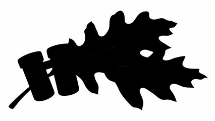 A classic black silhouette depicts an oak leaf alongside an acorn against a white backdrop. © Muhammad Kashif