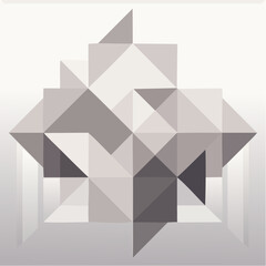 Abstract geometric design with triangles in shades of gray and white.