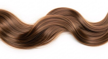 Fototapeta premium Close up of shiny brown hair on white background isolated and curly
