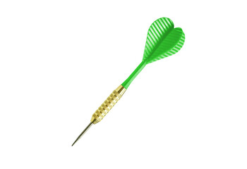 Golden Dart with Vivid Green Flight, Symbolizing Precision and Fun in the Game of Darts