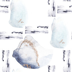 Abstract  background with geometric elements. Watercolor  seamless pattern. Hand drawn  illustration