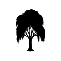 Willow tree silhouette vector flat illustration design.