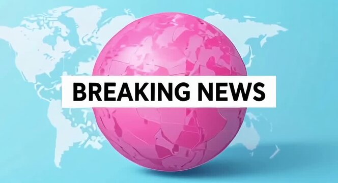 "BREAKING NEWS" Broadcast Banner with Globe and World Map Background.4k video.

