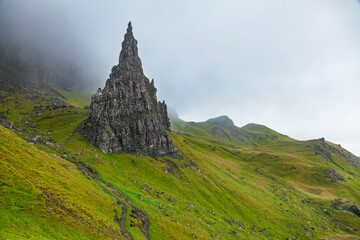 Dramatic rock pinnacle at Old Man of Storr Isle of Skye Scotland