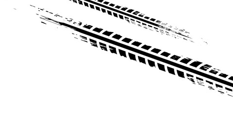 Fototapeta premium Tire track. Car, bike, motorcycle tyre mark with grunge effect isolated on white background