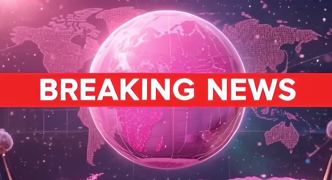 "BREAKING NEWS" Broadcast Banner with Globe and World Map Background.4k video.
