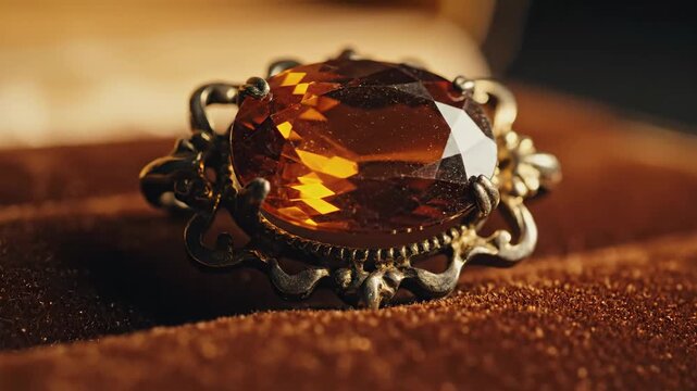 A Vintage Ring Featuring a Warm Cinnamon-Colored Hessonite Garnet Gemstone