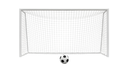 Detailed soccer goal with netting and ball illustration isolated on transparent background
