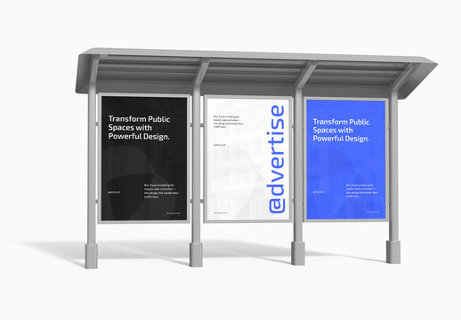 Advertising Street Bus Shelter Mockup