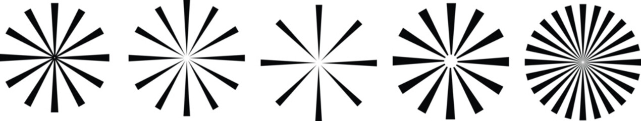 Obraz premium Dashed and dotted line rippled radial rounded circle PNG. sunburst background retro rays layout, vintage sunbeam burst. Circular line pattern resembling sunshine light rays. 