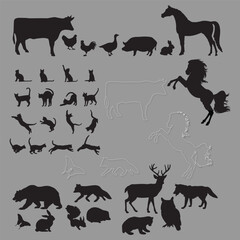 vector silhouettes of animals