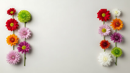 Fototapeta premium Floral Arrangement, Colorful Flowers, Minimalist Background, Photography, Studio Setting, Close-Up View, Nature's Beauty