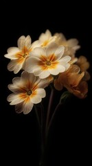 Obraz premium Bright flowers in a dark setting create an eye-catching contrast and draw attention to their colors and shapes