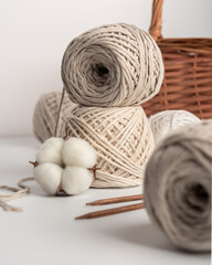 Yarn Balls with Knitting Needles, Cozy Handmade Craft