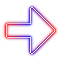 bright glowing neon arrow icon pointing right. high resolution transparent png for navigation, buttons, and digital interfaces.