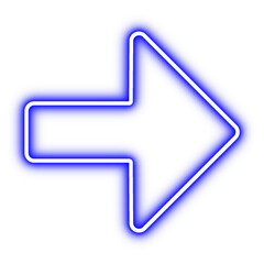 bright glowing neon arrow icon pointing right. high resolution transparent png for navigation, buttons, and digital interfaces.