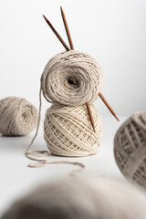 Yarn Balls with Knitting Needles, Cozy Handmade Craft
