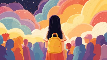 Girl looking back symbolizing tolerance and support for LGBTQ+ pride and inclusion.