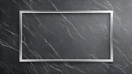 Grey textured background with a metallic silver frame, flat vector design. 