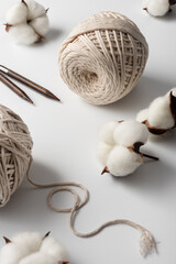 Cotton Yarn Balls with Knitting Needles