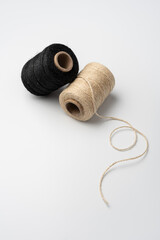 Beige and Black Jute Twine Spools