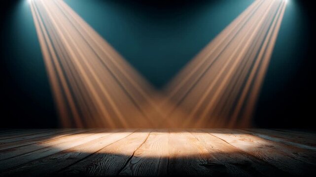Stunning stage lighting effects with wooden floor for dramatic presentations and performances