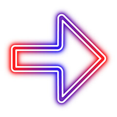 sleek double outline neon arrow icon with a vibrant glow. professional transparent png for futuristic navigation and web design.