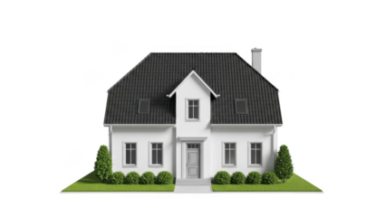 Minimalist Front View of a White Residential House Model Isolated on White