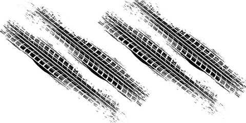 Tire track. Car, bike, motorcycle tyre mark with grunge effect isolated on white background. vector